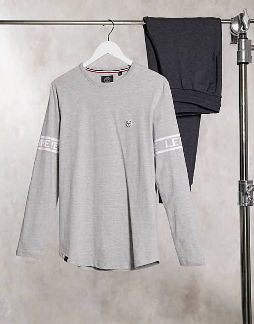 Camiseta gris confort de manga larga estampada de Le Breve