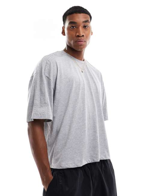 Camiseta gris de corte cuadrado extragrande con detalle de jaretas de ASOS DESIGN 