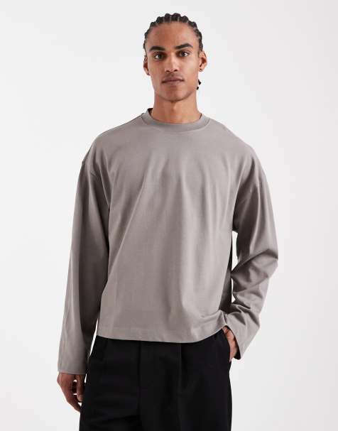 Camiseta gris de corte cuadrado extragrande de tejido grueso de ASOS DESIGN - view 1