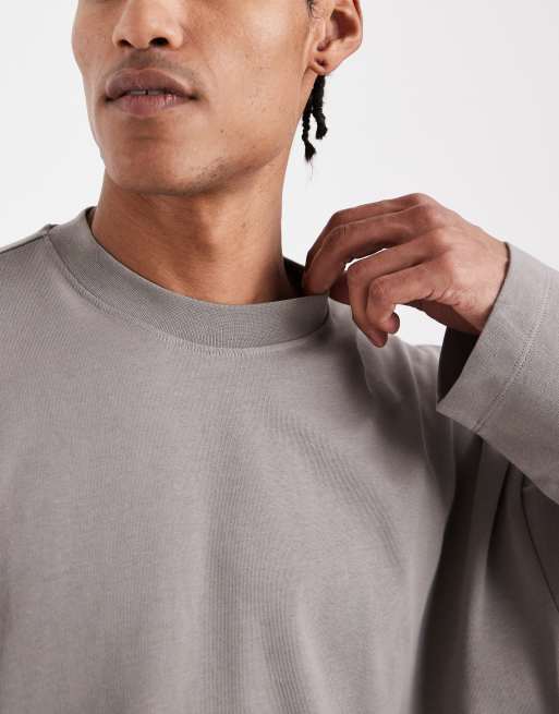Camiseta gris de corte cuadrado extragrande de tejido grueso de ASOS DESIGN, 3 de 5