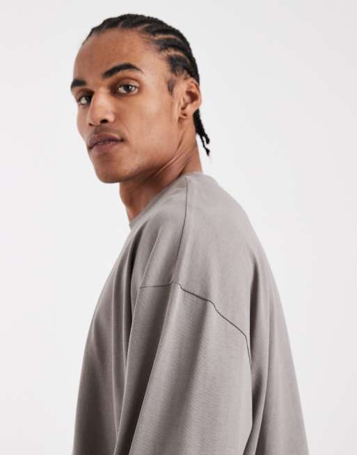 Camiseta gris de corte cuadrado extragrande de tejido grueso de ASOS DESIGN, 4 de 5