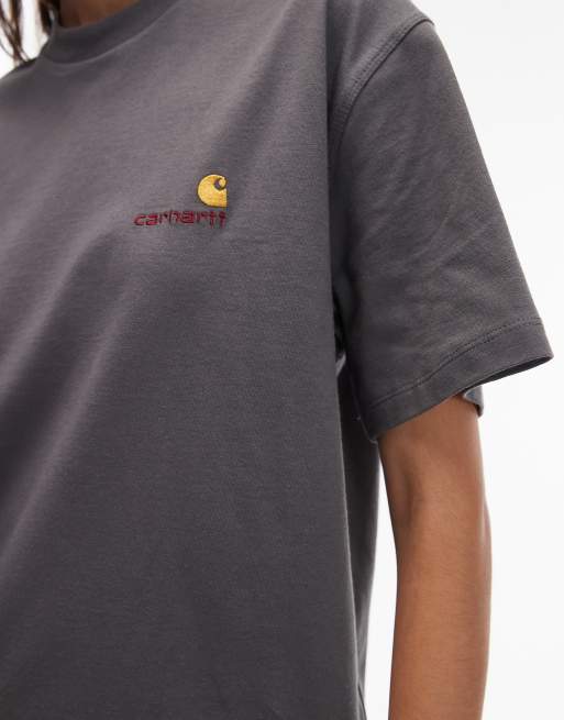 Camiseta gris de manga corta con texto American de Carhartt WIP, 3 de 4