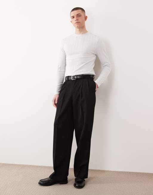 Camiseta gris de manga larga y corte slim de canalé ancho de ASOS DESIGN, 3 de 5