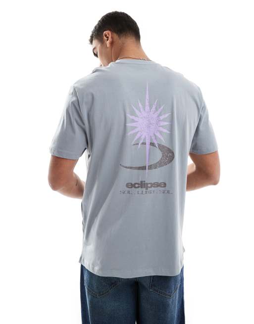 Camiseta gris extragrande con estampado celestial en la parte posterior de ASOS DESIGN