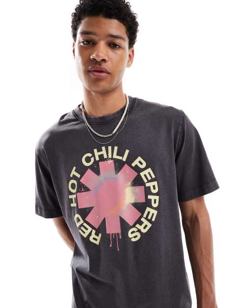 Camiseta gris extragrande con estampado de los Red Hot Chili Peppers en el pecho de Jack & Jones - view 1