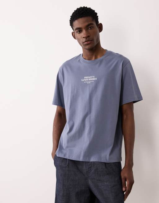 Camiseta gris extragrande con estampado de palmera en la espalda de JJ Rebel, 5 de 5