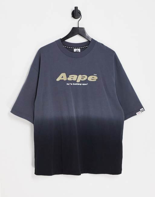 Camiseta gris extragrande con estampado en la espalda de AAPE By A Bathing Ape