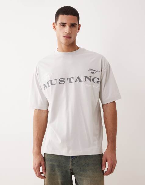 Camiseta gris extragrande con estampado "Ford Mustang" de ASOS DESIGN - view 1