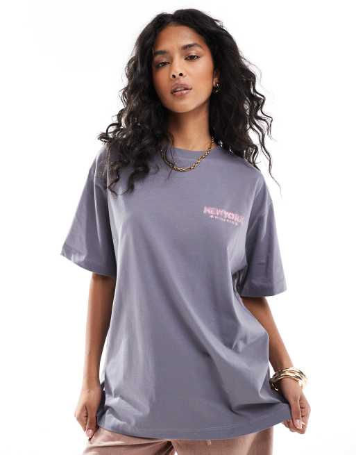 Camiseta gris extragrande con estampado gráfico de Nueva York de ASOS DESIGN, 3 de 4