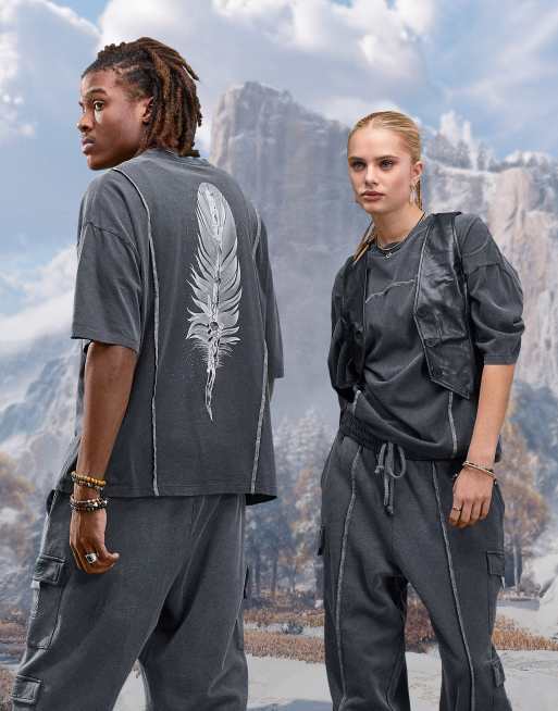 Camiseta gris extragrande unisex de ASOS X Horizon Forbidden West (parte de un conjunto)
