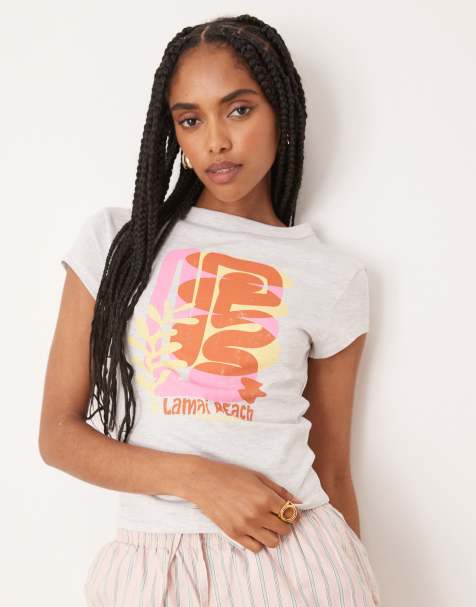 Camiseta gris hielo jaspeado con diseño encogido y estampado gráfico de arte abstracto de ASOS DESIGN - view 1