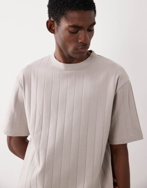 Camiseta gris holgada de canalé ancho de ASOS DESIGN, 3 de 5