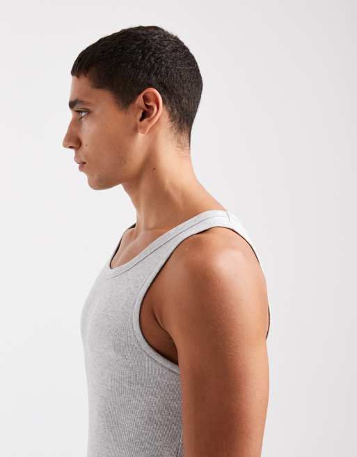 Camiseta gris jaspeado ajustada de tirantes de canalé de New Look, 4 de 5
