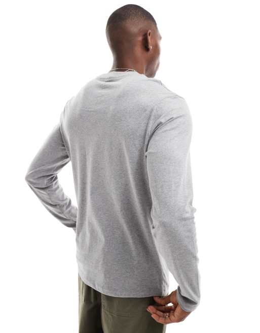 Camiseta gris jaspeado básica de manga larga con cuello redondo de ASOS DESIGN , 4 de 4