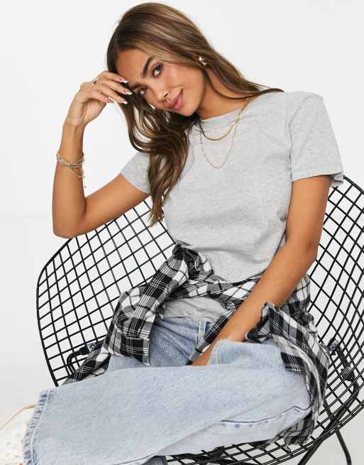 Camiseta gris jaspeado con cuello redondo de algodón Ultimate de ASOS DESIGN - GREY