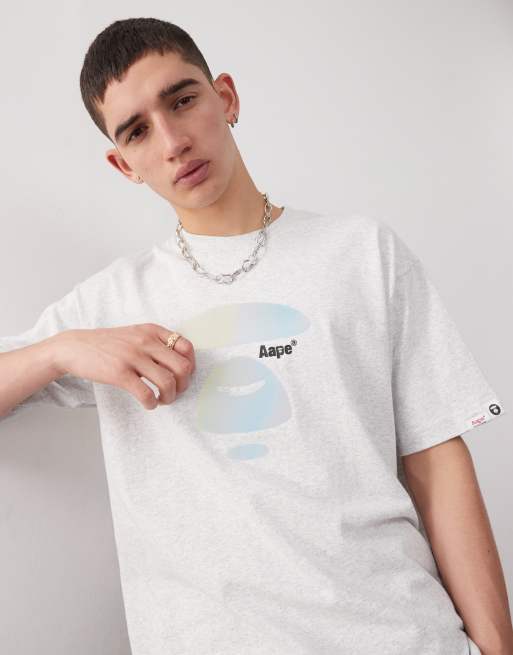 Camiseta gris jaspeado con logo de AAPE BY A BATHING APE® , 2 de 4