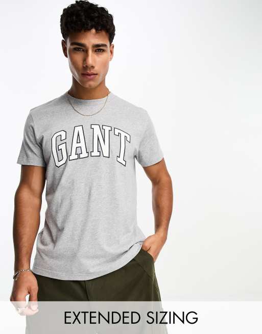 Camiseta gris jaspeado con logo de estilo universitario de GANT