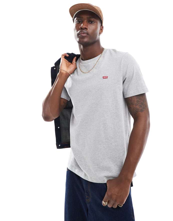 Levi's Camiseta gris jaspeado con logo de murciélago Original de