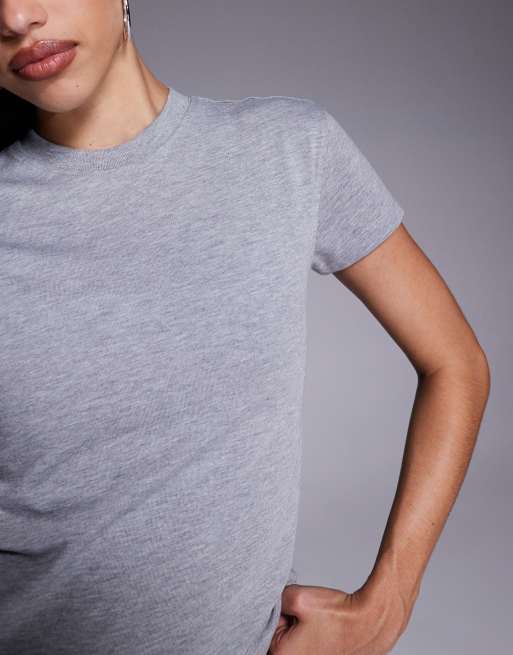 Camiseta gris jaspeado de corte cuadrado de algodón con acabado de secado rápido Icon de 4505 , 4 de 4