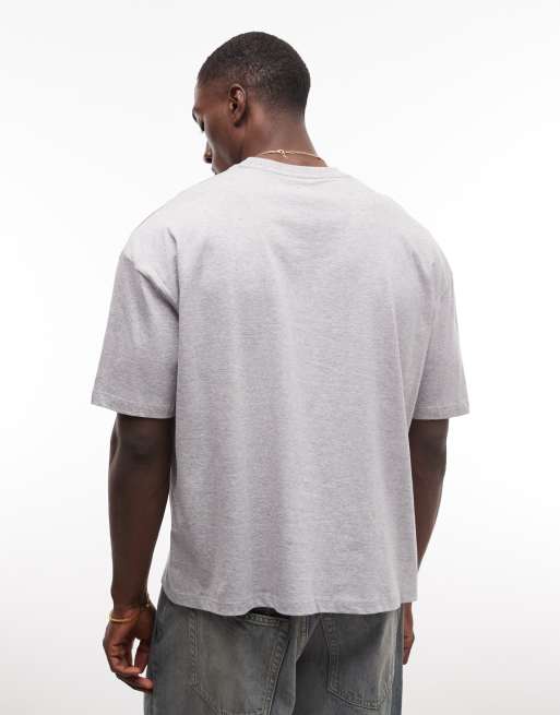 Camiseta gris jaspeado de corte cuadrado extragrande con estampado gráfico de texto de ASOS DESIGN, 5 de 5