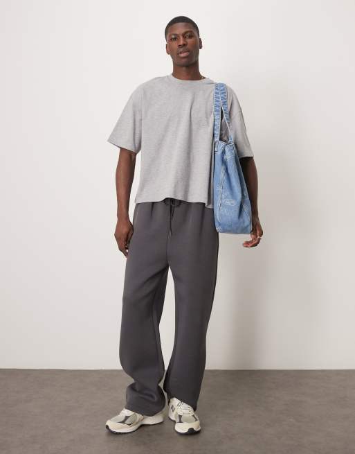 Camiseta gris jaspeado de corte cuadrado extragrande con estampado gráfico floral de ASOS DESIGN, 4 de 4