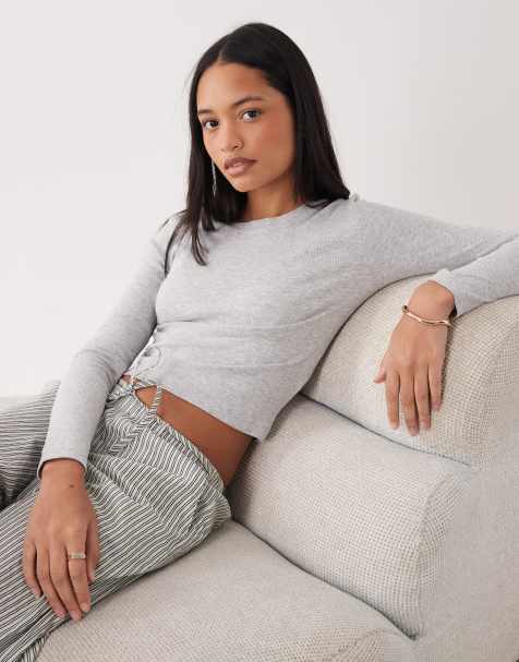 Camiseta gris jaspeado de manga larga de algodón de Brave Soul - view 1