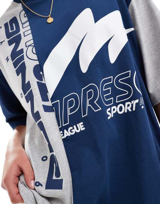 Camiseta gris jaspeado extragrande con estampado gráfico de estilo deportivo de ASOS DESIGN, 4 de 4