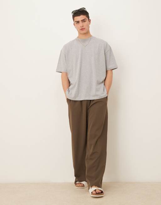 Camiseta gris jaspeado extragrande con estampado gráfico de paisaje de ASOS DESIGN, 2 de 4