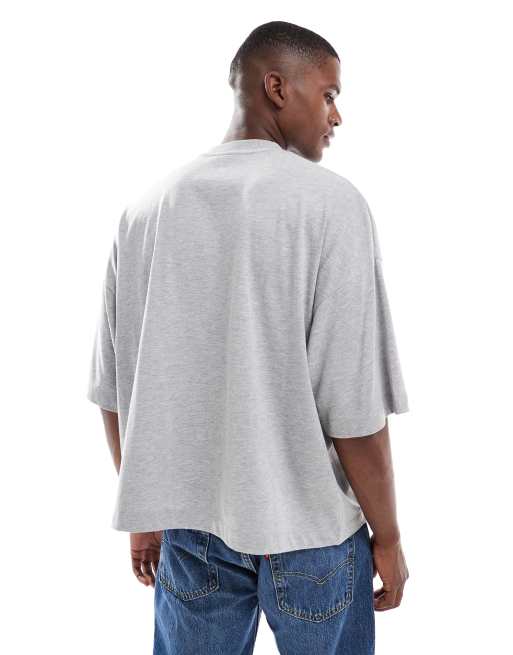 Camiseta gris jaspeado extragrande con media manga de tejido grueso de ASOS DESIGN , 3 de 5
