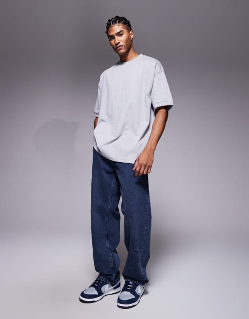 Camiseta gris jaspeado extragrande de tejido muy grueso de ASOS DESIGN     , 2 de 5