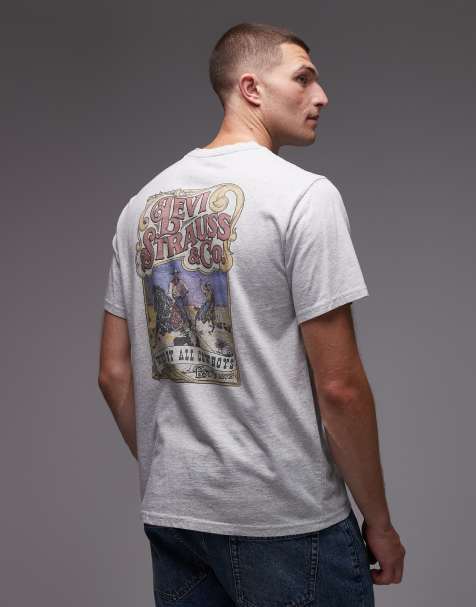 Camiseta gris jaspeado holgada con estampado trasero "Worn by Cowboys" de Levi's - view 1