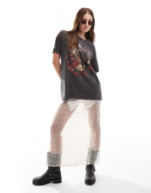 Camiseta gris lavado extragrande con estampado "Wild and Free" de Miss Selfridge, 2 de 4