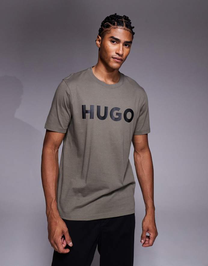 Hugo Red Camiseta gris medio con logo delantero Dulivio de