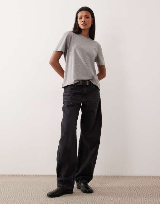 Camiseta gris medio melange de corte boyfriend extragrande de VILA, 2 de 4