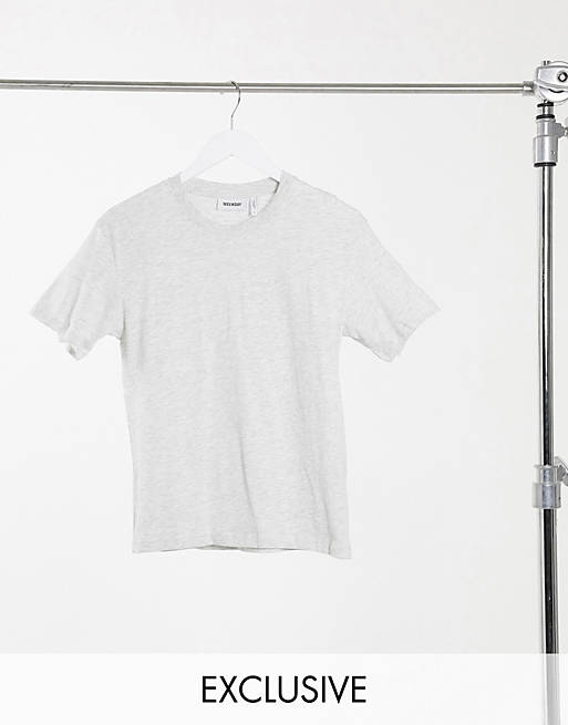 Camiseta gris melange de corte holgado con cuello redondo Alanis de Weekday