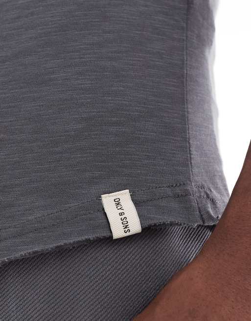 Camiseta gris oscuro básica de ONLY & SONS, 3 de 5
