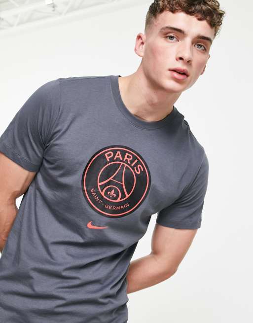 Mujer joven galón Intacto Camiseta gris oscuro con escudo del Paris Saint-Germain de Nike Football |  ASOS