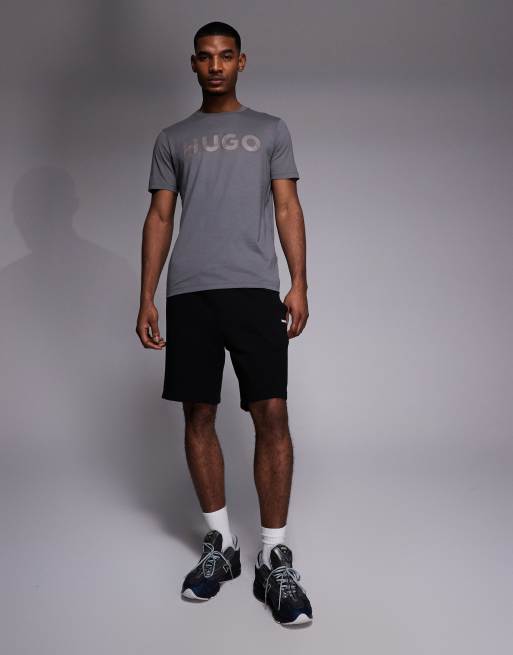 Camiseta gris oscuro con logo estampado de punto liso de algodón de HUGO Red, 2 de 5