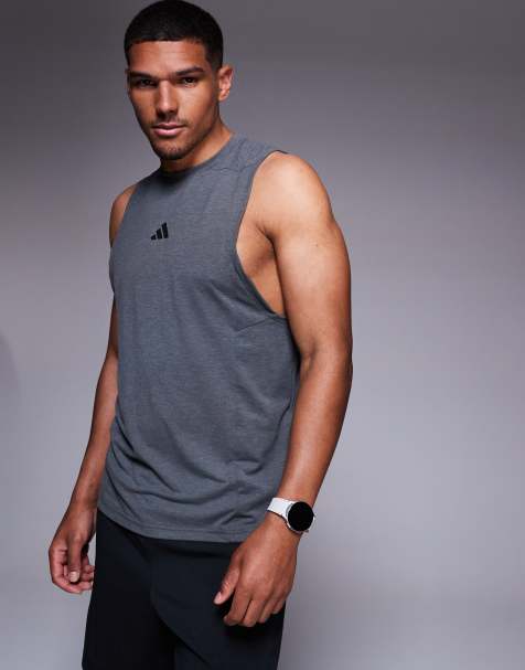 Camiseta gris oscuro de tirantes D4T de adidas Training - view 1