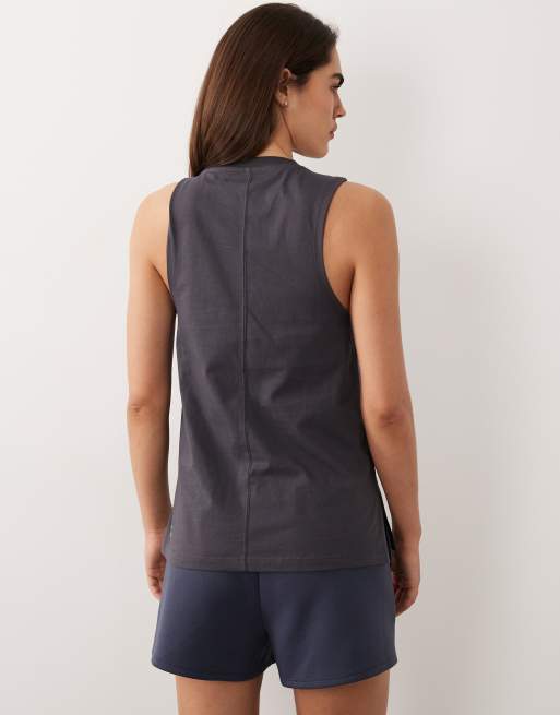 Camiseta gris oscuro sin mangas con sisas caídas de tejido de secado rápido de algodón Icon de 4505, 3 de 4