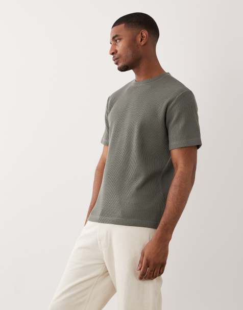 Camiseta gris salvia holgada de punto gofrado de ONLY & SONS - view 1