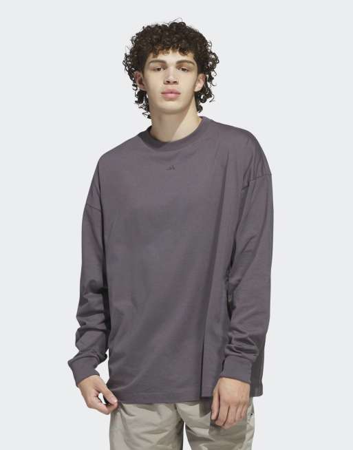 Camiseta gris tierra unisex de manga larga adidas Basketball de adidas Performance