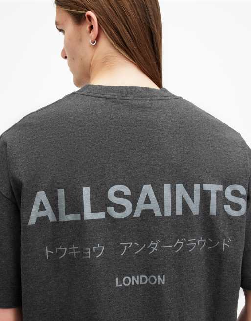 Camiseta gris tumba jaspeado de manga corta con cuello redondo de AllSaints Underground
