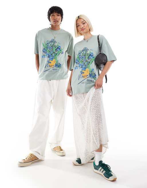 Camiseta gris unisex extragrande con estampado artístico con licencia de Vincent Van Gogh de ASOS DESIGN, 2 de 4