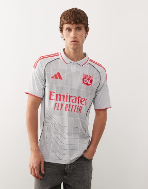Camiseta gris y roja con diseño de la tercera equipación del Olympique de Lyon de la temporada 25/26 de adidas Football - view 1