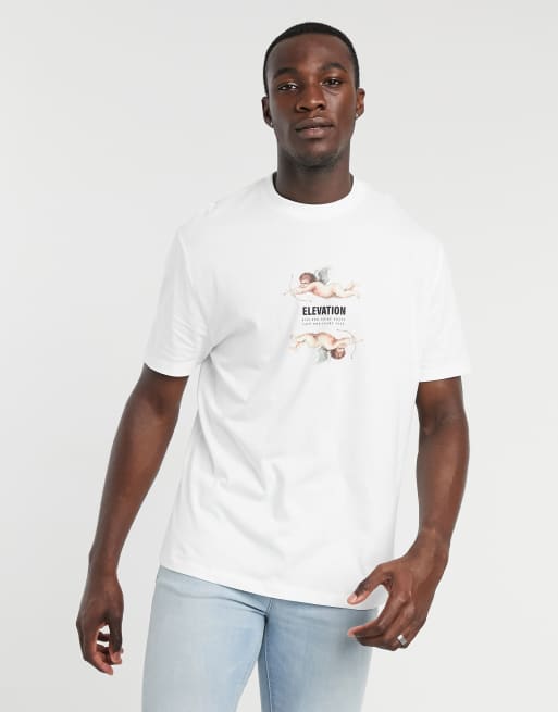 Camiseta holgada blanca con estampado de texto y querubín de ASOS DESIGN Tall, 3 de 4