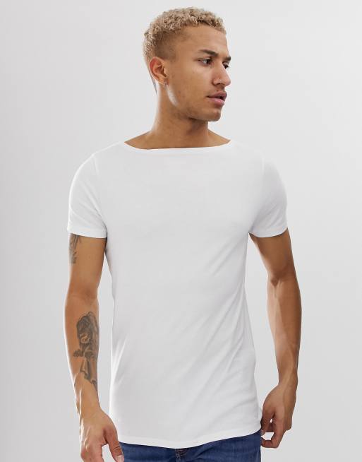 Camiseta blanca cheap cuello barco