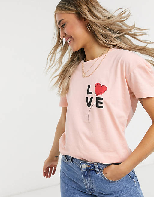 Camiseta holgada con estampado de globos Love de Wednesday's Girl