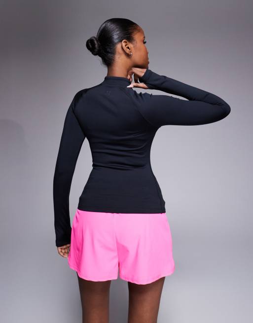 Camiseta interior térmica negra de manga larga para correr con cremallera corta de 4505, 3 de 4