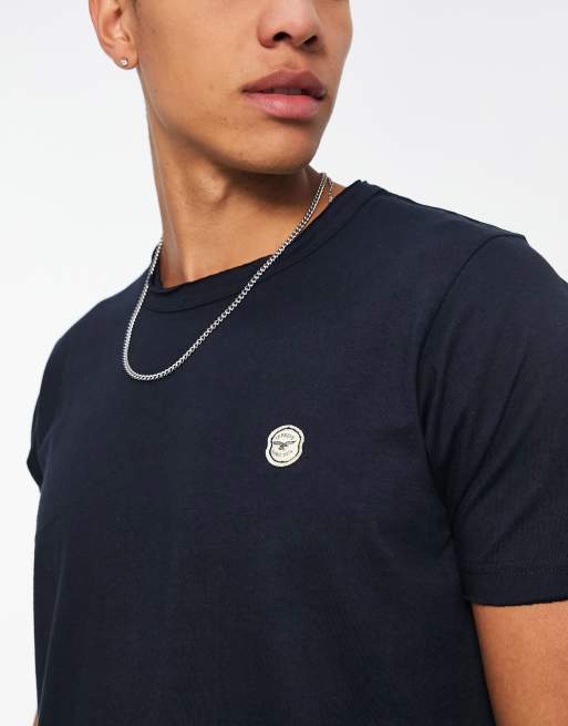 Camiseta larga azul marino con bajo redondeado de Le Breve Tall, 2 de 4